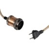 GLOBOSTAR® WHIP 77662 Μοντέρνο DIY Φωτιστικό με Υφασμάτινο Καλώδιο, Ντουί 1 x E27, Διακόπτη On/Off & Πρίζα AC 220-240V IP20 - Μπεζ & Χάλκινο - Μ150 x Π5 x Υ5cm