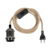 GLOBOSTAR® WHIP 77663 Μοντέρνο DIY Φωτιστικό με Υφασμάτινο Καλώδιο, Ντουί 1 x E27, Διακόπτη On/Off & Πρίζα AC 220-240V IP20 - Ασημί & Μαύρο - Μ150 x Π5 x Υ5cm