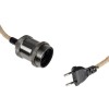 GLOBOSTAR® WHIP 77663 Μοντέρνο DIY Φωτιστικό με Υφασμάτινο Καλώδιο, Ντουί 1 x E27, Διακόπτη On/Off & Πρίζα AC 220-240V IP20 - Ασημί & Μαύρο - Μ150 x Π5 x Υ5cm