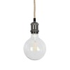 GLOBOSTAR® WHIP 77663 Μοντέρνο DIY Φωτιστικό με Υφασμάτινο Καλώδιο, Ντουί 1 x E27, Διακόπτη On/Off & Πρίζα AC 220-240V IP20 - Ασημί & Μαύρο - Μ150 x Π5 x Υ5cm