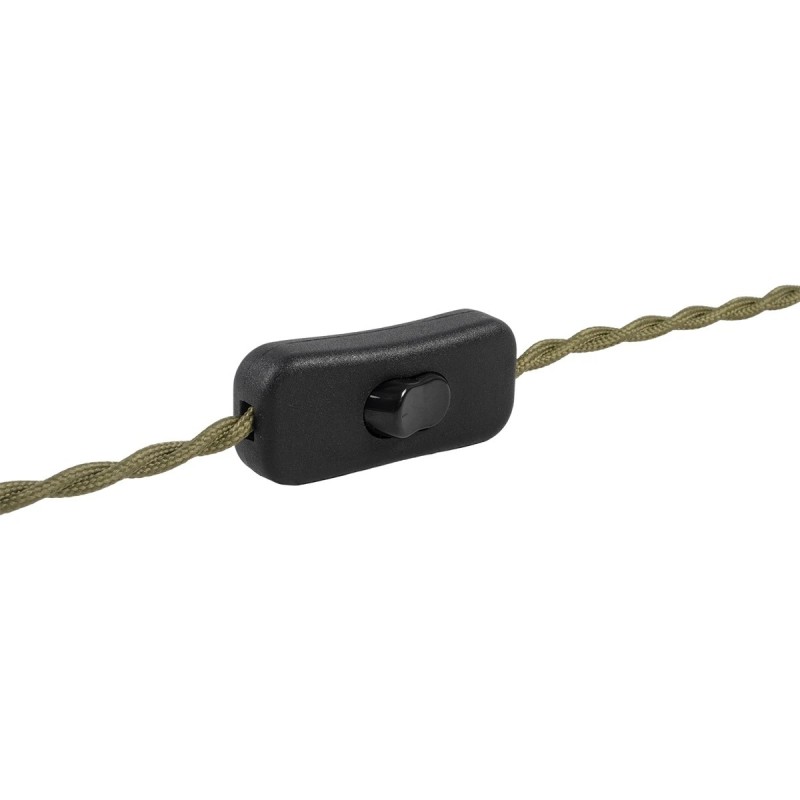 GLOBOSTAR® WHIP 77667 Μοντέρνο DIY Φωτιστικό με Πλεκτό Καλώδιο, Ντουί 1 x E27, Διακόπτη On/Off & Πρίζα AC 220-240V IP20 - Χακί & Μαύρο - Μ150 x Π5.8 x Υ5.8cm