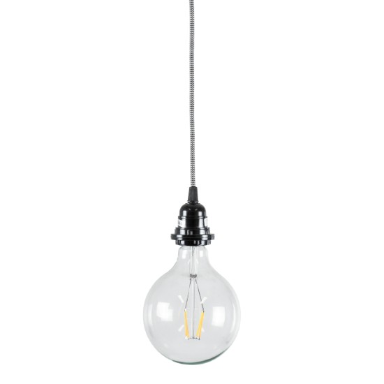 GloboStar® 77668 Μοντέρνο Κρεμαστό Φωτιστικό Ανάρτηση Μονόφωτο 1 x E27 IP2 Μαύρο & Άσπρο Ύφασμα με Μαύρο Πλαστικό - Μ5.8 x Π5.8 x Υ140cm GloboStar® 77668 Μοντέρνο Κρεμαστό Φωτιστικό Ανάρτηση Μονόφωτο 1 x E27 IP2 Μαύρο & Άσπρο Ύφασμα με Μαύρο Πλαστικό - Μ5.8 x Π5.8 x Υ140cm