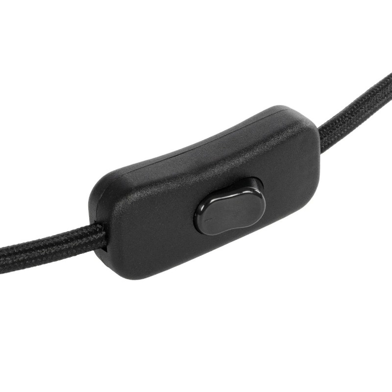 GLOBOSTAR® WHIP 77669 Μοντέρνο DIY Φωτιστικό με Υφασμάτινο Καλώδιο, Ντουί 1 x E27 & Διακόπτη On/Off AC 220-240V IP20 - Μαύρο - Μ140 x Π2.7 x Υ1.9cm