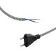 GLOBOSTAR® WHIP 77670 Μοντέρνο DIY Φωτιστικό με Υφασμάτινο Καλώδιο, Ντουί 1 x E27 & Διακόπτη On/Off AC 220-240V IP20 - Ασημί & Μαύρο - Μ140 x Π2.7 x Υ1.9cm