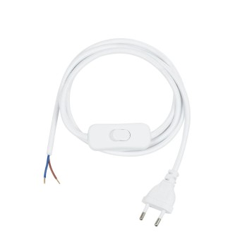 GLOBOSTAR® WHIP 77671 Μοντέρνο DIY Υφασμάτινο Καλώδιο με Διακόπτη On/Off AC 220-240V IP20 - Λευκό - Μ150 x Π2.7 x Υ1.9cm