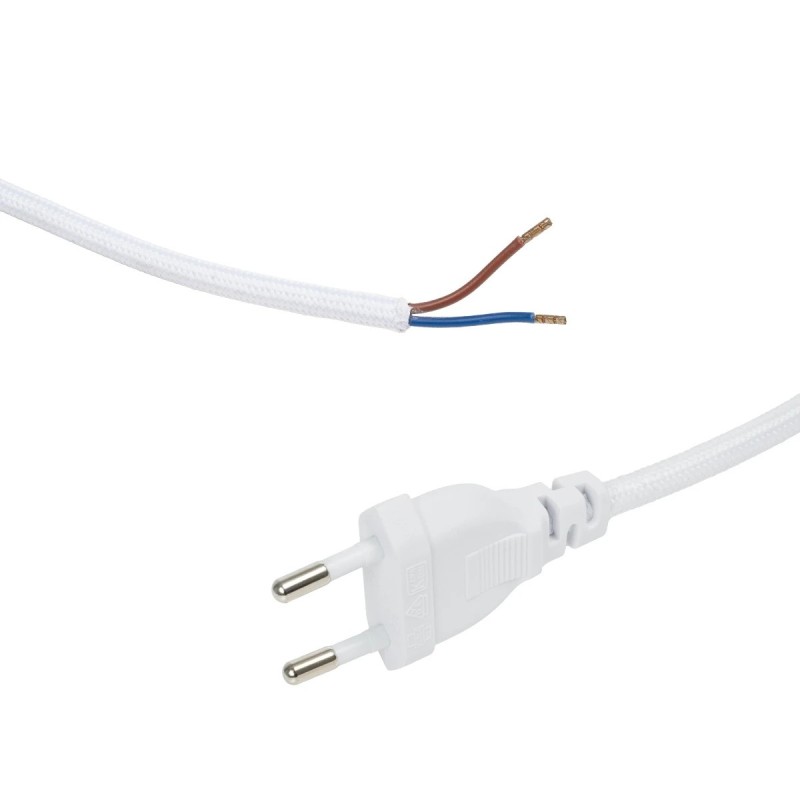 GLOBOSTAR® WHIP 77671 Μοντέρνο DIY Υφασμάτινο Καλώδιο με Διακόπτη On/Off AC 220-240V IP20 - Λευκό - Μ150 x Π2.7 x Υ1.9cm