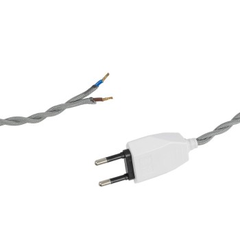 GLOBOSTAR® WHIP 77674 Μοντέρνο DIY Πλεκτό Καλώδιο με Διακόπτη On/Off AC 220-240V IP20 - Γκρι & Λευκό - Μ150 x Π2.7 x Υ1.9cm