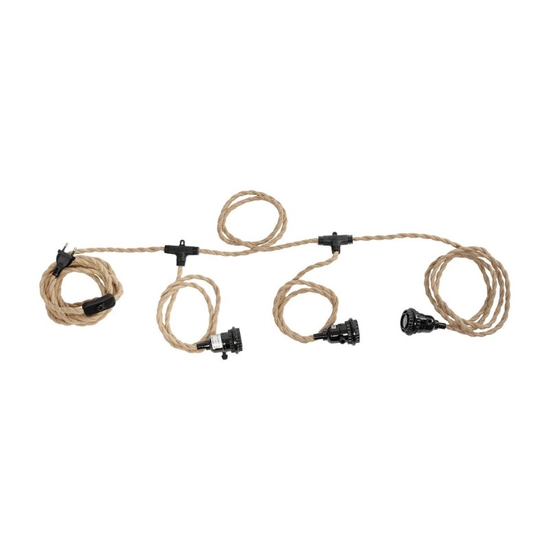 GLOBOSTAR® WHIP 77676 Μοντέρνο DIY Φωτιστικό με Υφασμάτινο Καλώδιο, Ντουί 3 x E27, Διακόπτη On/Off & Πρίζα AC 220-240V IP20 - Μπεζ & Μαύρο - Μ650 x Π5.5 x Υ100cm