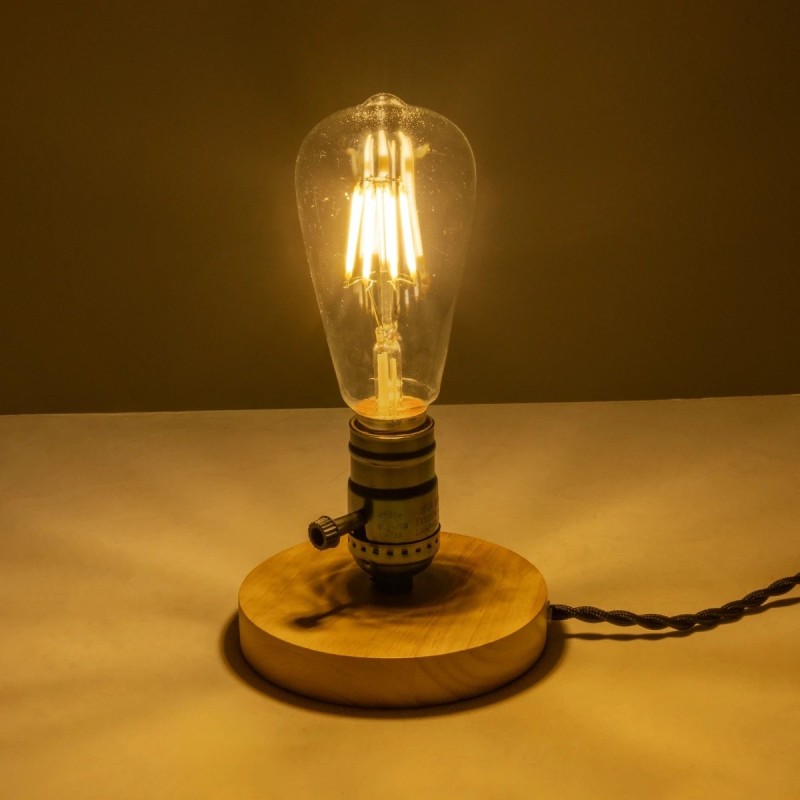 GLOBOSTAR® NOX 77700 Μοντέρνο Επιτραπέζιο Φωτιστικό Πορτατίφ με Ντουί 1 x E27 AC 220-240V IP20 - Μπεζ & Μαύρο - Μ12 x Π12 x Υ9cm