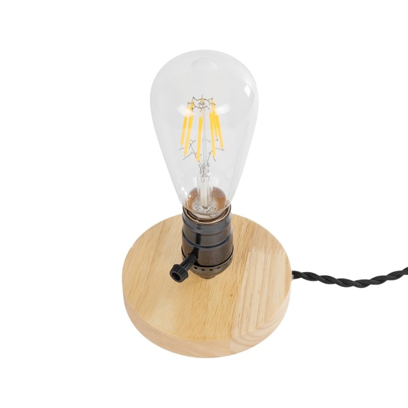 GLOBOSTAR® NOX 77700 Μοντέρνο Επιτραπέζιο Φωτιστικό Πορτατίφ με Ντουί 1 x E27 AC 220-240V IP20 - Μπεζ & Μαύρο - Μ12 x Π12 x Υ9cm