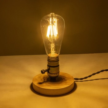 GLOBOSTAR® NOX 77701 Μοντέρνο Επιτραπέζιο Φωτιστικό Πορτατίφ με Ντουί 1 x E27 AC 220-240V IP20 - Μπεζ & Μπρούτζινο - Μ12 x Π12 x Υ9cm