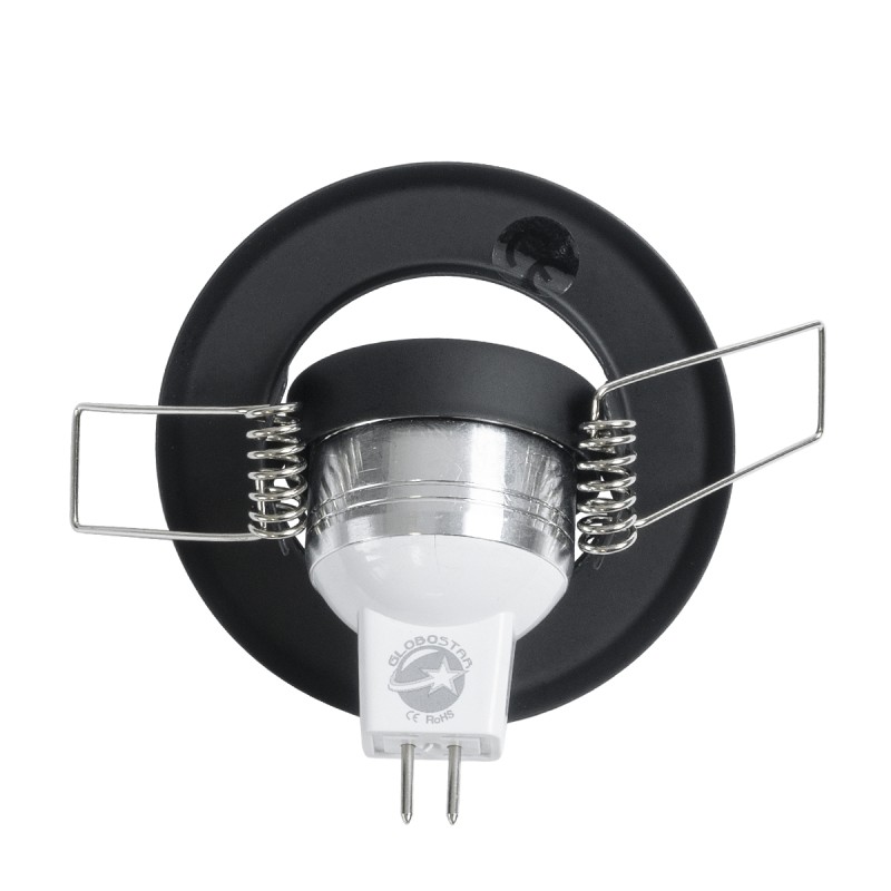 GloboStar® DELTA 77801 Χωνευτό Κινούμενο Στρόγγυλο Σποτ Οροφής για Λάμπα MR11 με Βάση GU5.3 ή GU10 - IP20 - Μεταλλικό - Φ70 x Υ21mm - Μαύρο - 5 Χρόνια Εγγύηση
