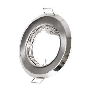 GLOBOSTAR® RAFY 77809 Χωνευτή Βάση για Σποτ MR16 με Ντουί GU10/GU5.3 IP20 - Νίκελ Βούρτσας - Μ8.3 x Π8.3 x Υ3.1cm / Q6cm