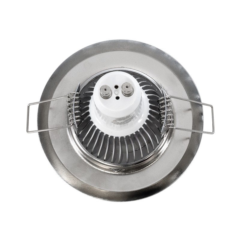 GLOBOSTAR® RAFY 77810 Χωνευτή Βάση για Σποτ MR16 με Ντουί GU10/GU5.3 IP20 - Νίκελ Χρώμιο - Μ8.3 x Π8.3 x Υ3.1cm / Q6cm