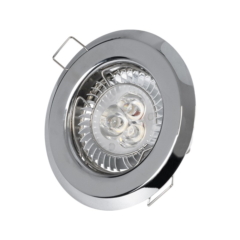 GLOBOSTAR® RAFY 77810 Χωνευτή Βάση για Σποτ MR16 με Ντουί GU10/GU5.3 IP20 - Νίκελ Χρώμιο - Μ8.3 x Π8.3 x Υ3.1cm / Q6cm