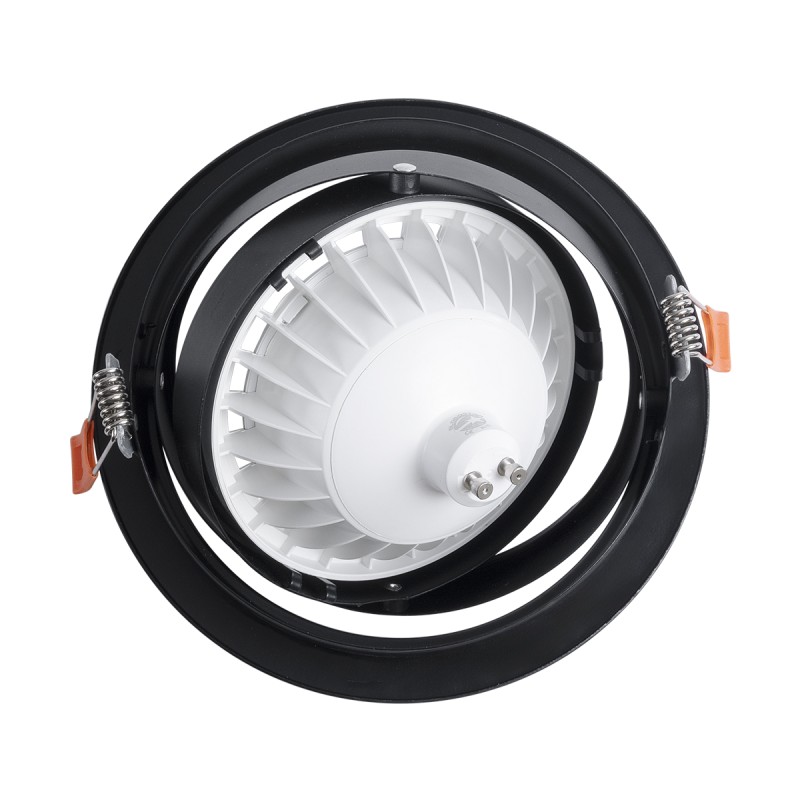 GloboStar® VITA 77851 Χωνευτό Κινούμενο Στρογγυλό Σποτ Οροφής για Λάμπα AR111 - IP20 - Χυτό Αλουμίνιο - Φ17 x Υ4.5cm - Μαύρο - 5 Χρόνια Εγγύηση