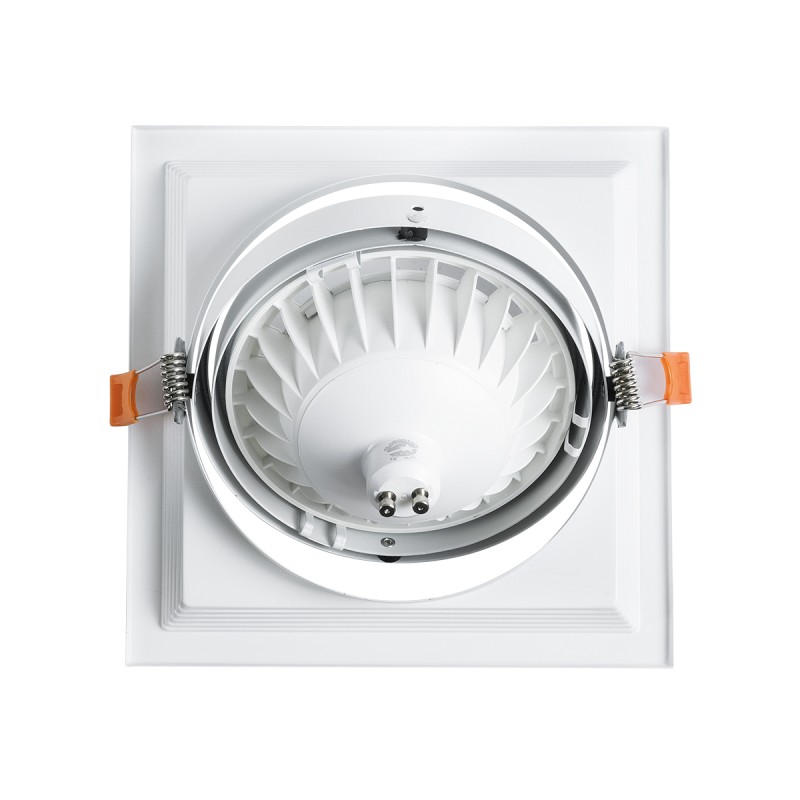 GloboStar® VITA 77852 Χωνευτό Κινούμενο Τετράγωνο Σποτ Οροφής για Λάμπα AR111 - IP20 - Χυτό Αλουμίνιο - Μ18 x Π18 x Υ4.5cm - Λευκό - 5 Χρόνια Εγγύηση