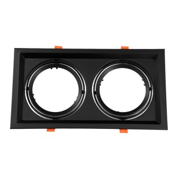 GLOBOSTAR® VITA 77855 Χωνευτή Κινούμενη Βάση για 2 x Σποτ AR111 για Ντουί GU10/GU5.3 IP20 - Μαύρο Ματ - Μ33.5 x Π18 x Υ5.5cm / Q32.5 x 17cm