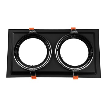 GLOBOSTAR® VITA 77855 Χωνευτή Κινούμενη Βάση για 2 x Σποτ AR111 για Ντουί GU10/GU5.3 IP20 - Μαύρο Ματ - Μ33.5 x Π18 x Υ5.5cm / Q32.5 x 17cm