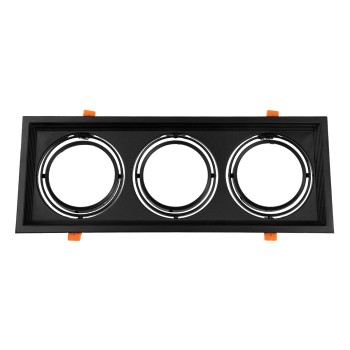 GLOBOSTAR® VITA 77857 Χωνευτή Κινούμενη Βάση για 3 x Σποτ AR111 για Ντουί GU10/GU5.3 IP20 - Μαύρο Ματ - Μ48.7 x Π18 x Υ5.5cm / Q47.5 x 17cm