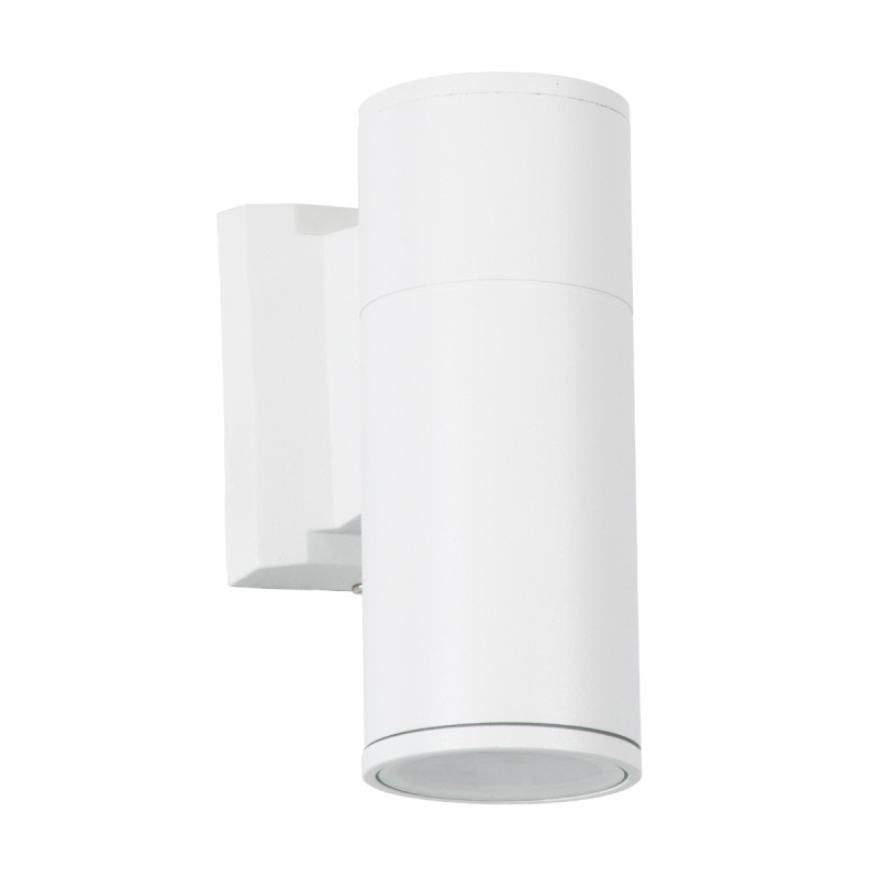 GloboStar® WALLY 77870 Φωτιστικό Τοίχου - Απλίκα Αρχιτεκτονικού Φωτισμού Εσωτερικού/Εξωτερικού Χώρου Up or Down Μονόφωτο 1 x GU10 AC220-240V Αδιάβροχο IP65 - Σώμα Αλουμινίου & Tempered Glass - Μ6.4 x Π11 x Υ17cm - Λευκό - 5 Years Warranty