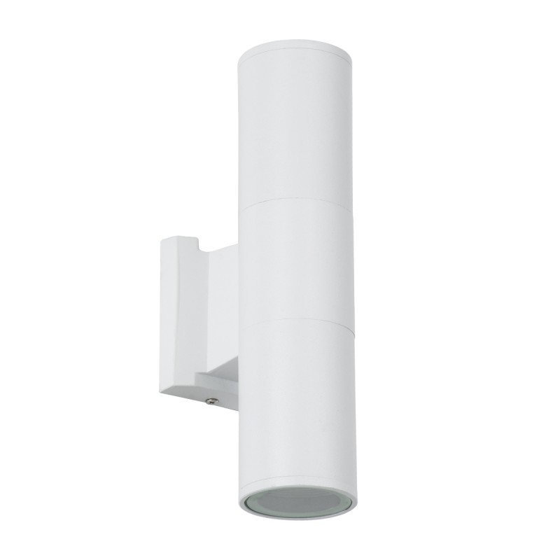 GLOBOSTAR® WALLY 77871 Μοντέρνο Φωτιστικό Τοίχου - Απλίκα με Ντουί 2 x GU10 AC 220-240V Αδιάβροχο IP65 - Λευκό Ματ - Μ6.4 x Π11 x Υ25cm