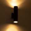 GloboStar® WALLY 77873 Φωτιστικό Τοίχου - Απλίκα Αρχιτεκτονικού Φωτισμού Εσωτερικού/Εξωτερικού Χώρου Up & Down Δίφωτο 2 x GU10 AC220-240V Αδιάβροχο IP65 - Σώμα Αλουμινίου & Tempered Glass - Μ6.4 x Π11 x Υ25cm - Μαύρο - 5 Years Warranty