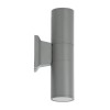 GloboStar® WALLY 77875 Φωτιστικό Τοίχου - Απλίκα Αρχιτεκτονικού Φωτισμού Εσωτερικού/Εξωτερικού Χώρου Up & Down Δίφωτο 2 x GU10 AC220-240V Αδιάβροχο IP65 - Σώμα Αλουμινίου & Tempered Glass - Μ6.4 x Π11 x Υ25cm - Ασημί - 5 Years Warranty