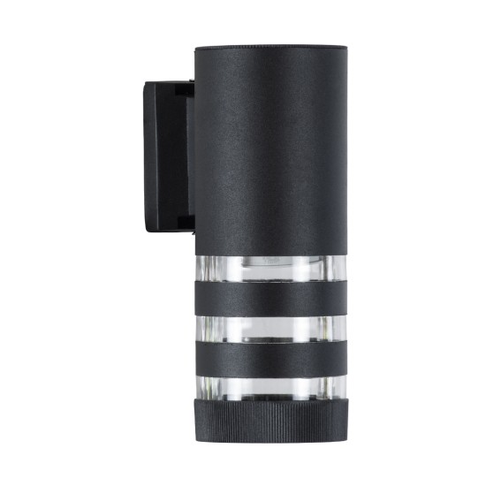 GloboStar® ORION 77882 Φωτιστικό Τοίχου - Απλίκα Αρχιτεκτονικού Φωτισμού Εσωτερικού/Εξωτερικού Χώρου Up or Down Μονόφωτο 1 x GU10 AC220-240V Αδιάβροχο IP65 - Σώμα Αλουμινίου & Tempered Glass - Μ9 x Π15 x Υ23.2cm - Μαύρο - 5 Years Warranty