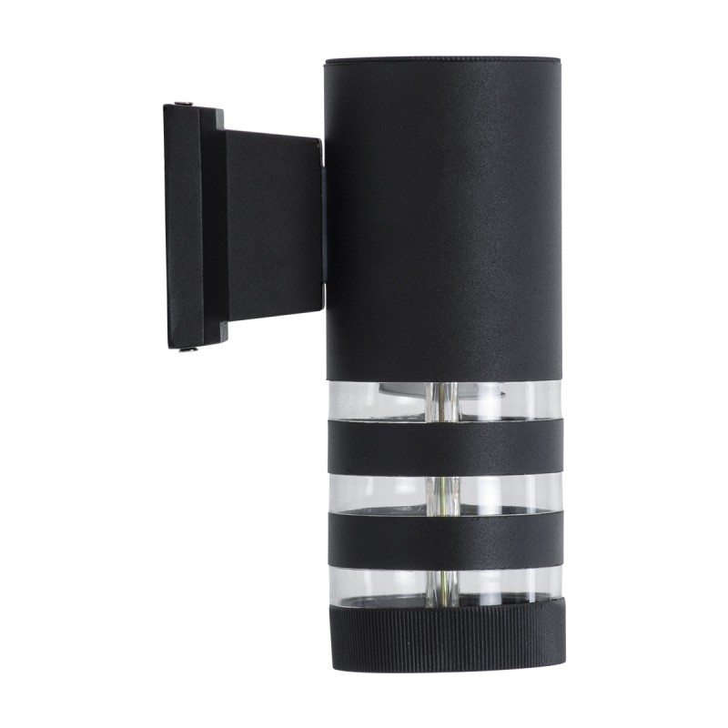 GloboStar® ORION 77882 Φωτιστικό Τοίχου - Απλίκα Αρχιτεκτονικού Φωτισμού Εσωτερικού/Εξωτερικού Χώρου Up or Down Μονόφωτο 1 x GU10 AC220-240V Αδιάβροχο IP65 - Σώμα Αλουμινίου & Tempered Glass - Μ9 x Π15 x Υ23.2cm - Μαύρο - 5 Years Warranty