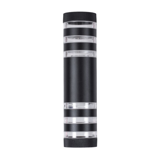 GloboStar® ORION 77883 Φωτιστικό Τοίχου - Απλίκα Αρχιτεκτονικού Φωτισμού Εσωτερικού/Εξωτερικού Χώρου Up & Down Δίφωτο 2 x GU10 AC220-240V Αδιάβροχο IP65 - Σώμα Αλουμινίου & Tempered Glass - Μ9 x Π15x Υ35.5cm - Μαύρο - 5 Years Warranty