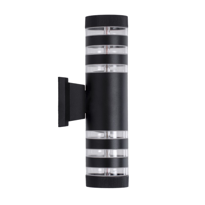 GloboStar® ORION 77883 Φωτιστικό Τοίχου - Απλίκα Αρχιτεκτονικού Φωτισμού Εσωτερικού/Εξωτερικού Χώρου Up & Down Δίφωτο 2 x GU10 AC220-240V Αδιάβροχο IP65 - Σώμα Αλουμινίου & Tempered Glass - Μ9 x Π15x Υ35.5cm - Μαύρο - 5 Years Warranty