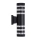 GloboStar® ORION 77883 Φωτιστικό Τοίχου - Απλίκα Αρχιτεκτονικού Φωτισμού Εσωτερικού/Εξωτερικού Χώρου Up & Down Δίφωτο 2 x GU10 AC220-240V Αδιάβροχο IP65 - Σώμα Αλουμινίου & Tempered Glass - Μ9 x Π15x Υ35.5cm - Μαύρο - 5 Years Warranty