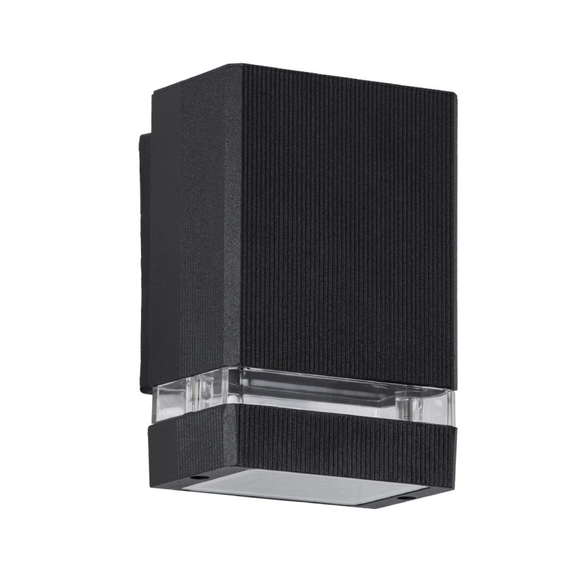 GLOBOSTAR® QUATRO 77892 Μοντέρνο Φωτιστικό Τοίχου - Απλίκα με Ντουί 1 x GU10 AC 220-240V Αδιάβροχο IP65 - Μαύρο Ματ - Μ11 x Π10 x Υ16.5cm