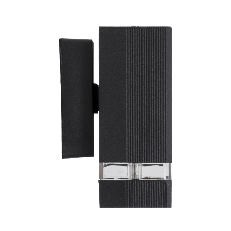 GLOBOSTAR® QUATRO 77892 Μοντέρνο Φωτιστικό Τοίχου - Απλίκα με Ντουί 1 x GU10 AC 220-240V Αδιάβροχο IP65 - Μαύρο Ματ - Μ11 x Π10 x Υ16.5cm