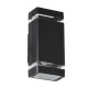 GLOBOSTAR® QUATRO 77893 Μοντέρνο Φωτιστικό Τοίχου - Απλίκα με Ντουί 2 x GU10 AC 220-240V Αδιάβροχο IP65 - Μαύρο Ματ - Μ11 x Π10 x Υ25.5cm