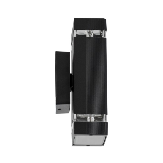 GLOBOSTAR® QUATRO 77893 Μοντέρνο Φωτιστικό Τοίχου - Απλίκα με Ντουί 2 x GU10 AC 220-240V Αδιάβροχο IP65 - Μαύρο Ματ - Μ11 x Π10 x Υ25.5cm