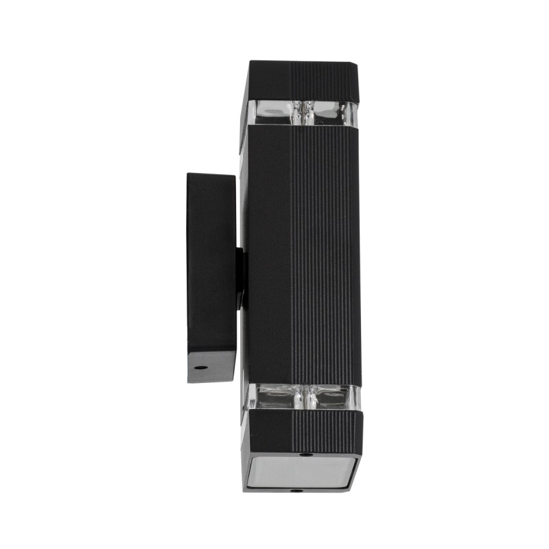 GLOBOSTAR® QUATRO 77893 Μοντέρνο Φωτιστικό Τοίχου - Απλίκα με Ντουί 2 x GU10 AC 220-240V Αδιάβροχο IP65 - Μαύρο Ματ - Μ11 x Π10 x Υ25.5cm