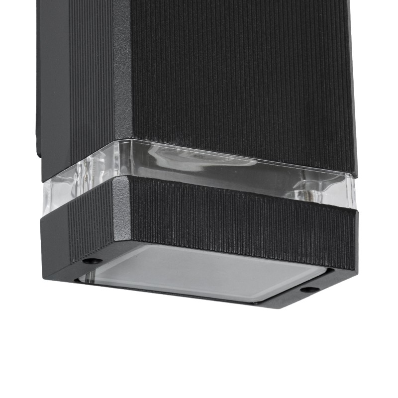 GLOBOSTAR® QUATRO 77893 Μοντέρνο Φωτιστικό Τοίχου - Απλίκα με Ντουί 2 x GU10 AC 220-240V Αδιάβροχο IP65 - Μαύρο Ματ - Μ11 x Π10 x Υ25.5cm