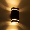 GLOBOSTAR® QUATRO 77893 Μοντέρνο Φωτιστικό Τοίχου - Απλίκα με Ντουί 2 x GU10 AC 220-240V Αδιάβροχο IP65 - Μαύρο Ματ - Μ11 x Π10 x Υ25.5cm