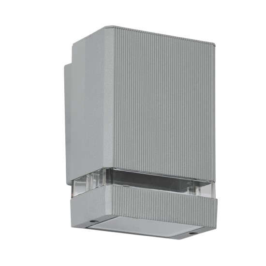 GLOBOSTAR® QUATRO 77894 Μοντέρνο Φωτιστικό Τοίχου - Απλίκα με Ντουί 1 x GU10 AC 220-240V Αδιάβροχο IP65 - Γκρι Ματ - Μ11 x Π10 x Υ16.5cm