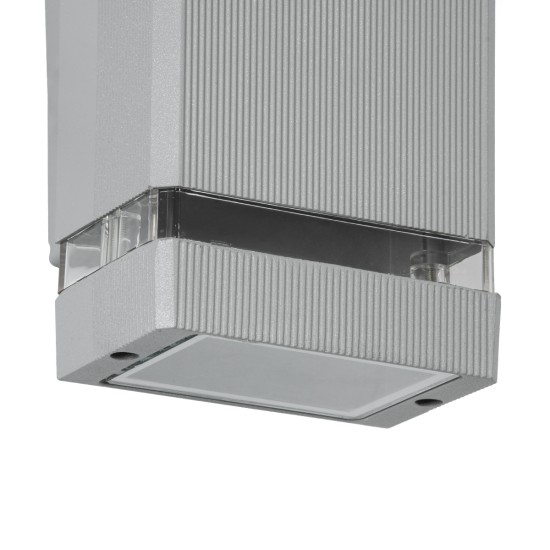 GLOBOSTAR® QUATRO 77894 Μοντέρνο Φωτιστικό Τοίχου - Απλίκα με Ντουί 1 x GU10 AC 220-240V Αδιάβροχο IP65 - Γκρι Ματ - Μ11 x Π10 x Υ16.5cm