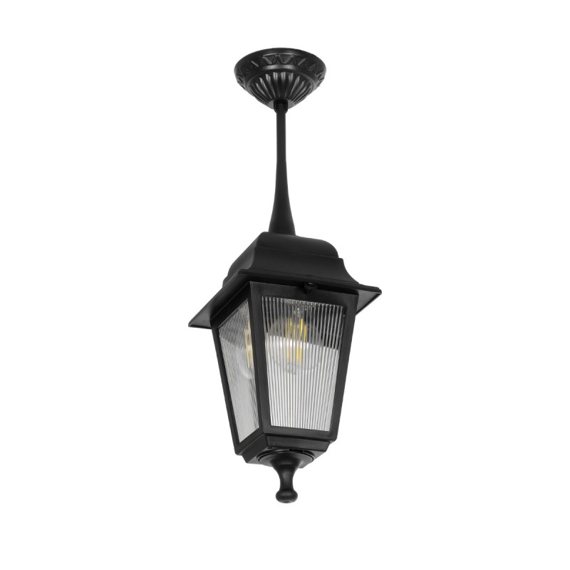 GloboStar® SOLME 203-0209 Vintage Κρεμαστό Φωτιστικό Φαναράκι Μονόφωτο 1 x E27 IP44 Μαύρο Πλαστικό Σώμα - Μ15 x Π15 x Υ50cm