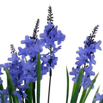 GloboStar® 78201 Τεχνητό Φυτό Μπουκέτο Διακοσμητικών Λουλουδιών με 10 Μωβ Λεβάντες M10 x Υ30 x Π10cm