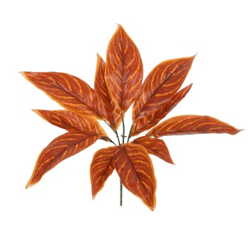 GloboStar® AGLAONEMA ORANGE 78265 Τεχνητό Φυτό Αγλαόνημα Πορτ. - Μπουκέτο Διακοσμητικών Φυτών - Κλαδιών με Φύλλωμα Πορτοκαλί Υ30cm