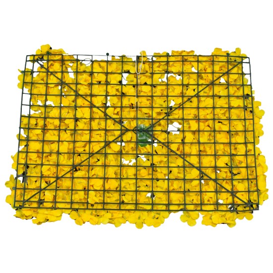 GloboStar® 78317 Συνθετικό Πάνελ Λουλουδιών - Κάθετος Κήπος Ορτανσία Κίτρινο Μ60 x Υ40 x Π5cm