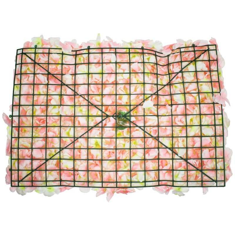 GloboStar® 78323 Συνθετικό Πάνελ Λουλουδιών - Κάθετος Κήπος Άγρια Ορτανσία Ροζ/Λευκό/Κίτρινο Μ60 x Υ40 x Π5cm