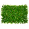 GLOBOSTAR® BUXUS 78408 Τεχνητό Πάνελ Φυλλωσιάς / Κάθετος Κήπος Καυκάσιο Πυξάρι & Πολύχρωμα Λουλούδια - Πράσινο - Μ60 x Π8 x Υ40cm