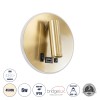 GloboStar® LADY-R 60940 Μοντέρνο Φωτιστικό Τοίχου - Απλίκα Ξενοδοχείου Bed Side LED 6W 600lm 36° & 360° AC 220-240V - Reading Light & Κρυφός Φωτισμός - Φορτιστής USB 3A - Φ15 x Υ7cm - Φυσικό Λευκό 4500K - Χρυσό Βούρτσας - 3 Χρόνια Εγγύηση