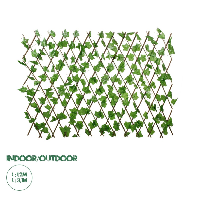 GloboStar® Artificial Garden IVY 78497 Πτυσσόμενη Πέργκολα Τεχνητής Φυλλωσιάς - Κάθετος Κήπος Σύνθεση Κισσός Μ110 x Π10 x Υ120cm (min) Μ310 x Π10 x Υ45cm (max)